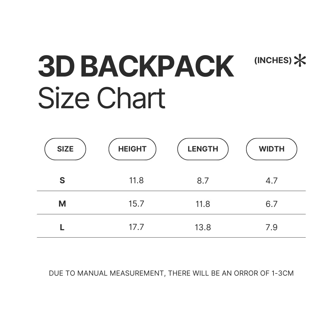 3D Backpack Size Chart - Dark Souls Shop