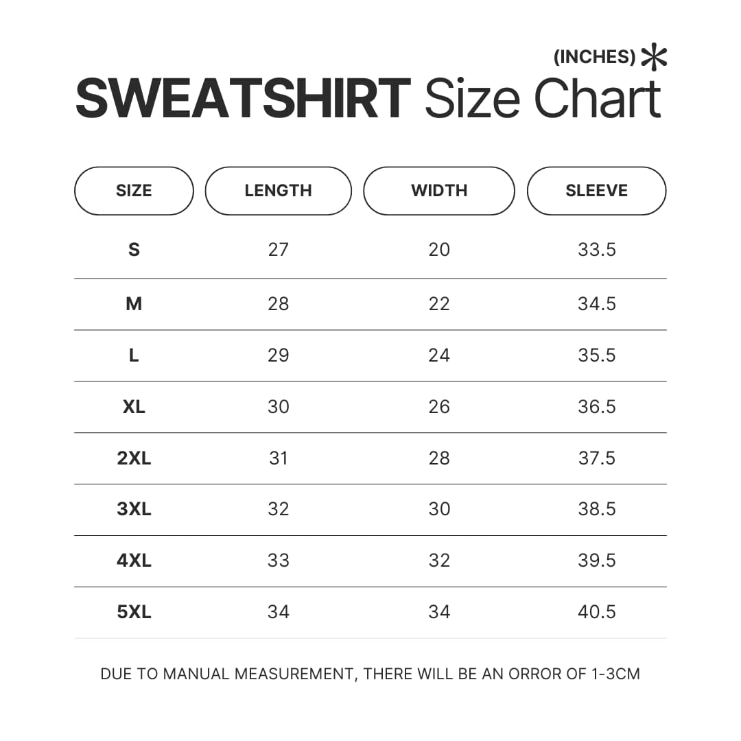 Sweatshirt Size Chart - Dark Souls Shop