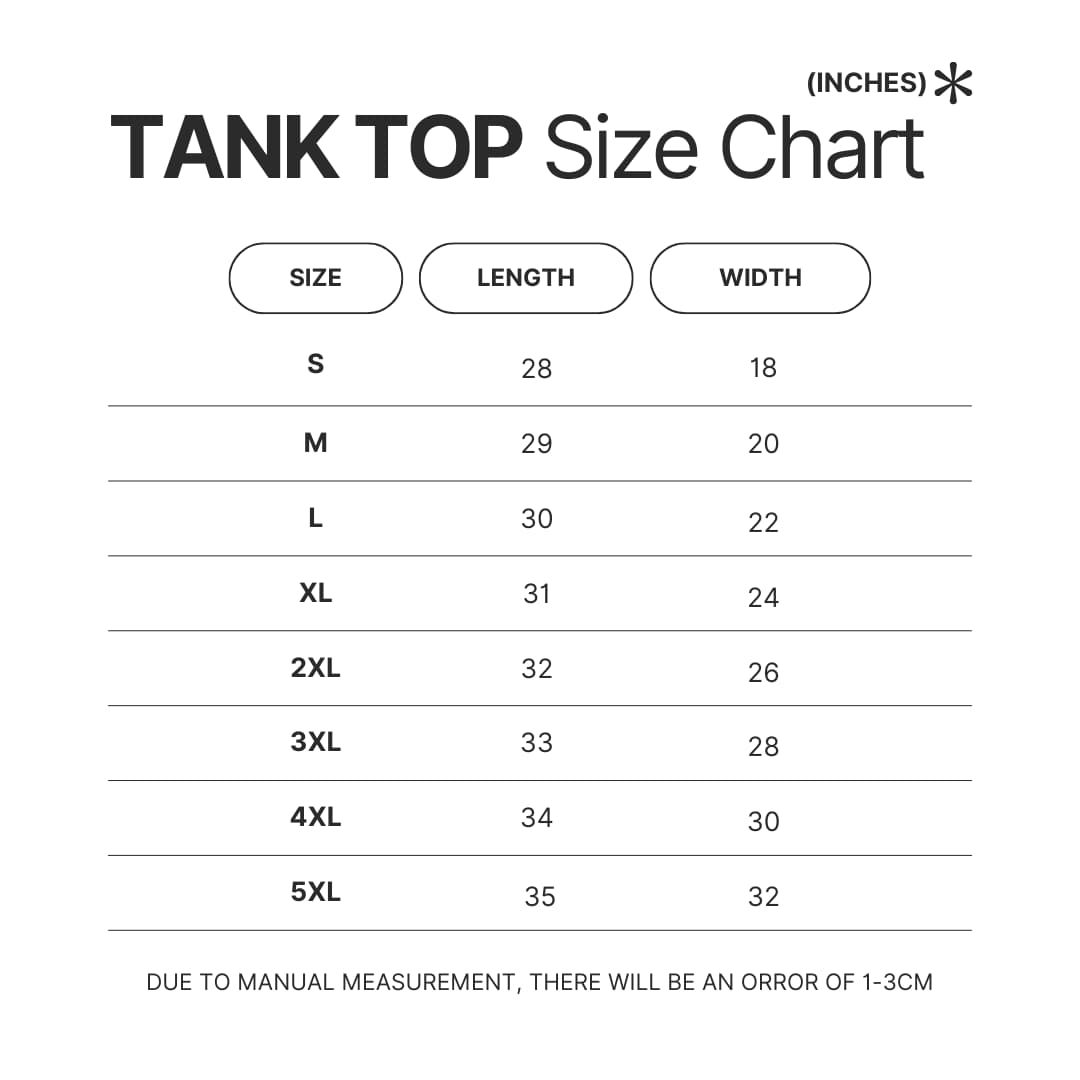 Tank Top Size Chart - Dark Souls Shop