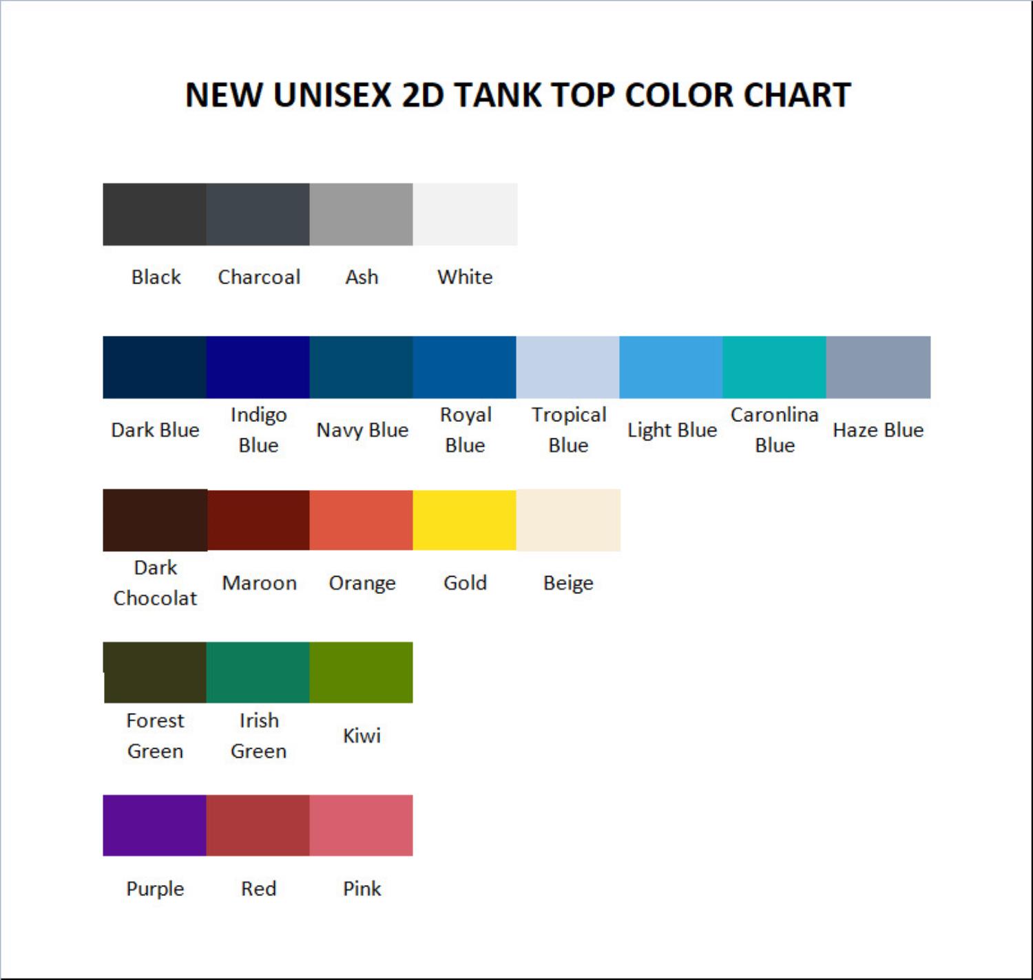 tank top color chart - Dark Souls Shop