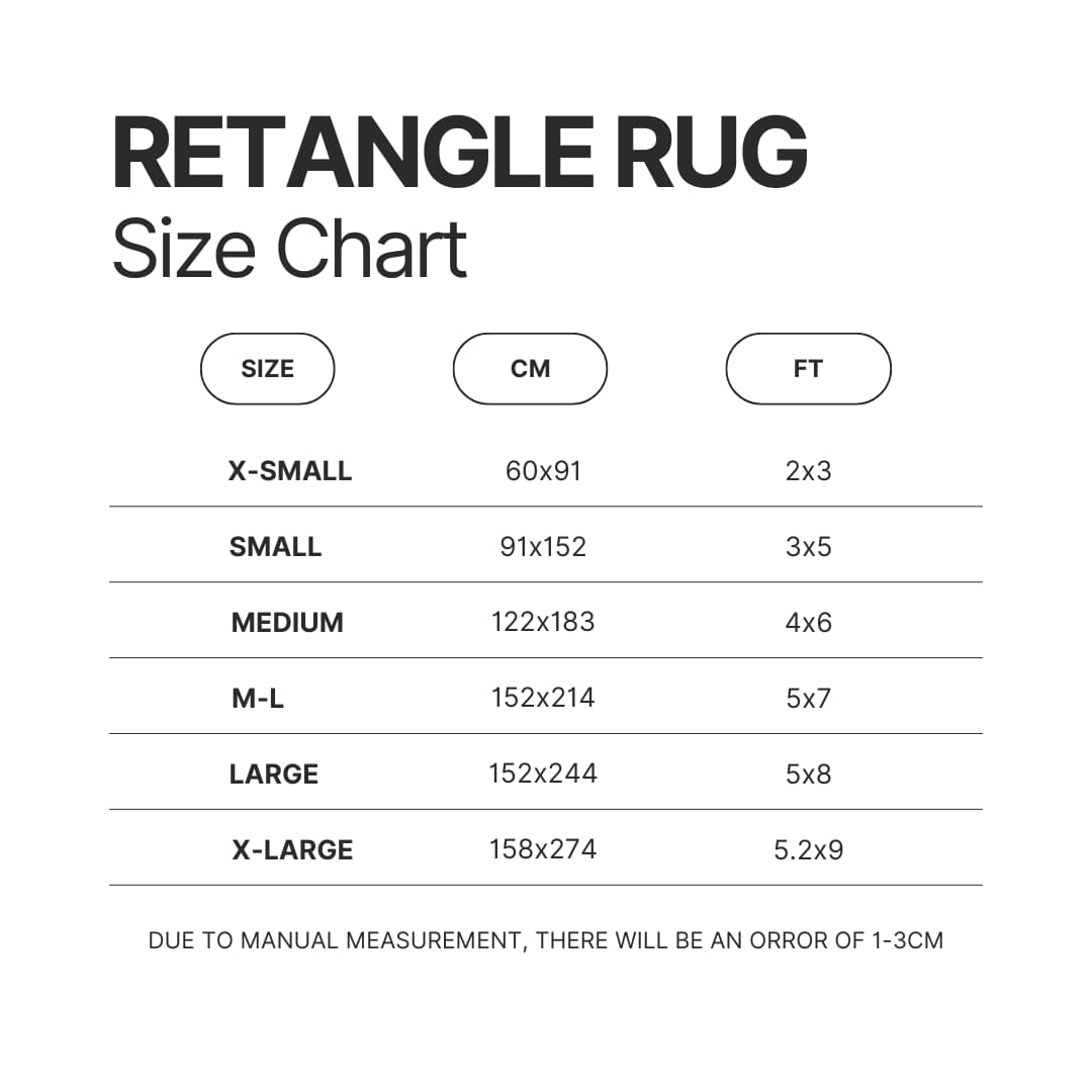 Retangle Rug Size Chart - Dark Souls Shop