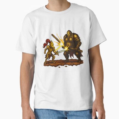16 Bit Pixel Art Duo Retro Armored Warriors Battle Ready Design T-shirt