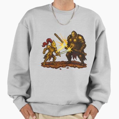 16 Bit Pixel Art Duo Retro Armored Warriors Battle Ready Design Sweatshirt