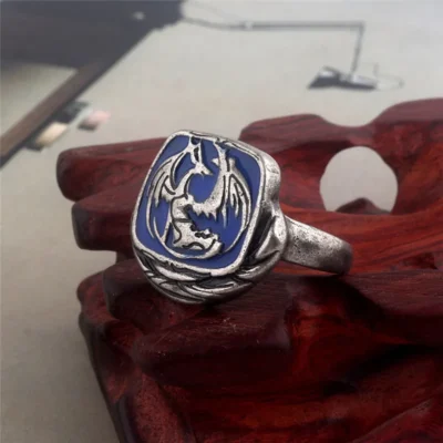 Dark Souls III Blue Enamel Dragon Badge Ring Jewelry